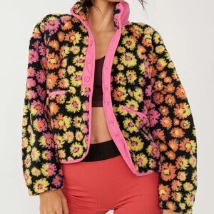 Free People Fleece Floral Jacket